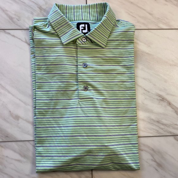 FootJoy Performance Golf Polo Green Gray Stripe Udder Course Stonewall XL - Picture 1 of 6